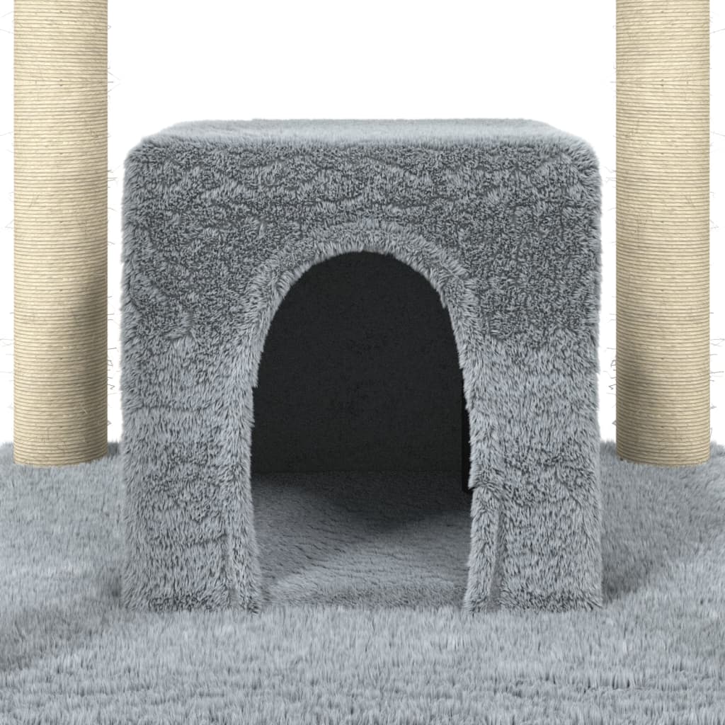 Cat Tree with Sisal Scratching Posts Light Grey 174 cm