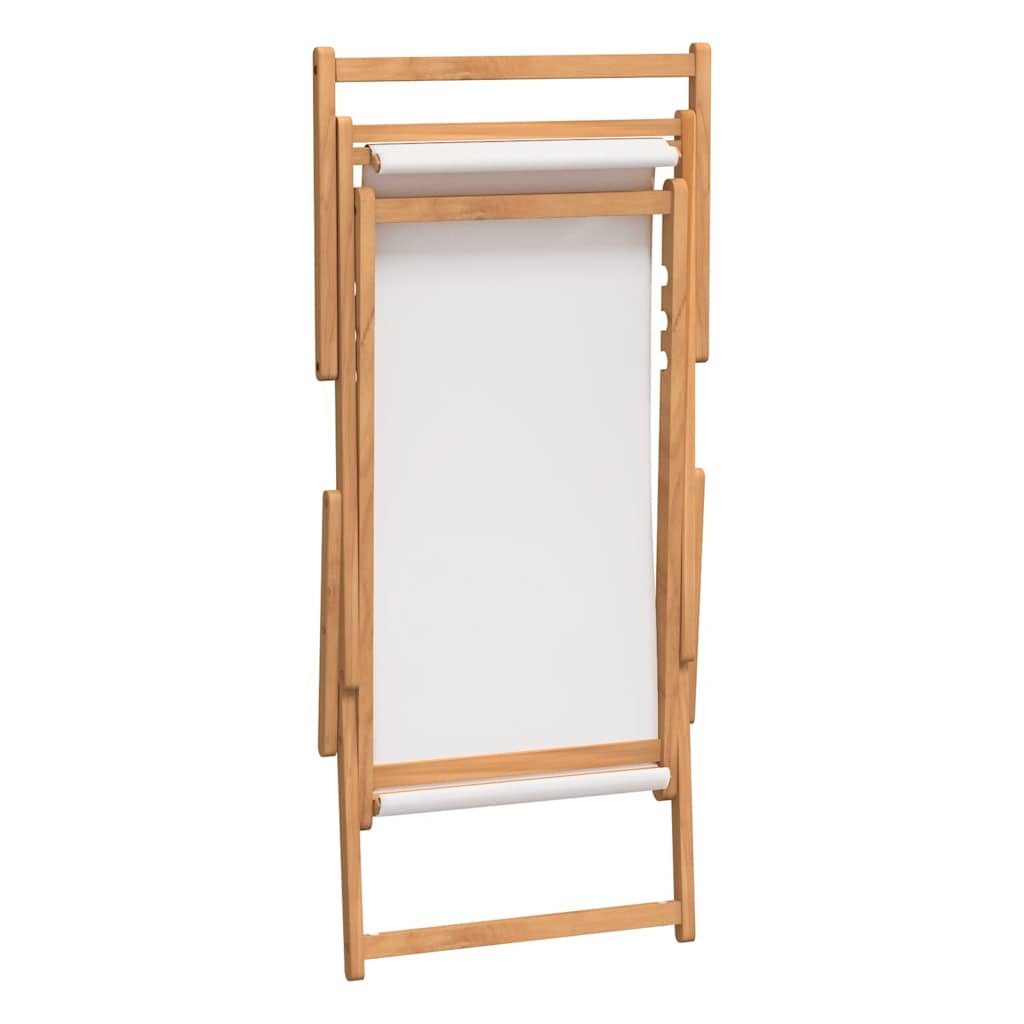 Folding Chair Solid Wood Teak Cream