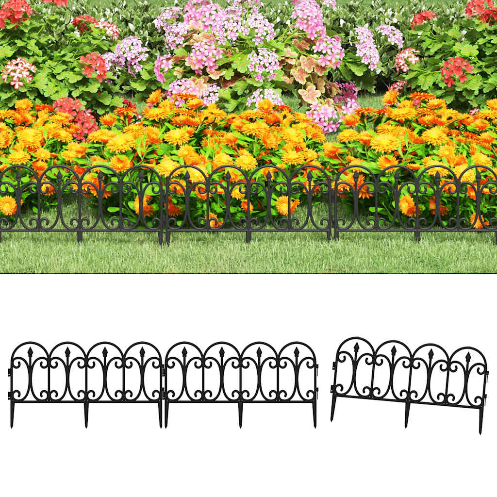 Lawn Edgings 17 pcs Black 10 m PP