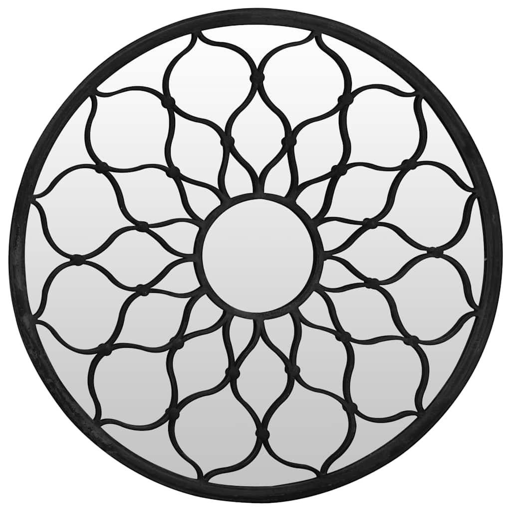 318368 vidaXL Garden Mirror Black 60x3 cm Iron Round for Outdoor Use