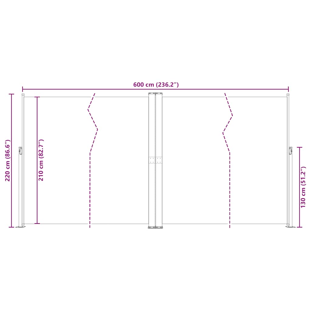 Retractable Side Awning Blue 200x600 cm