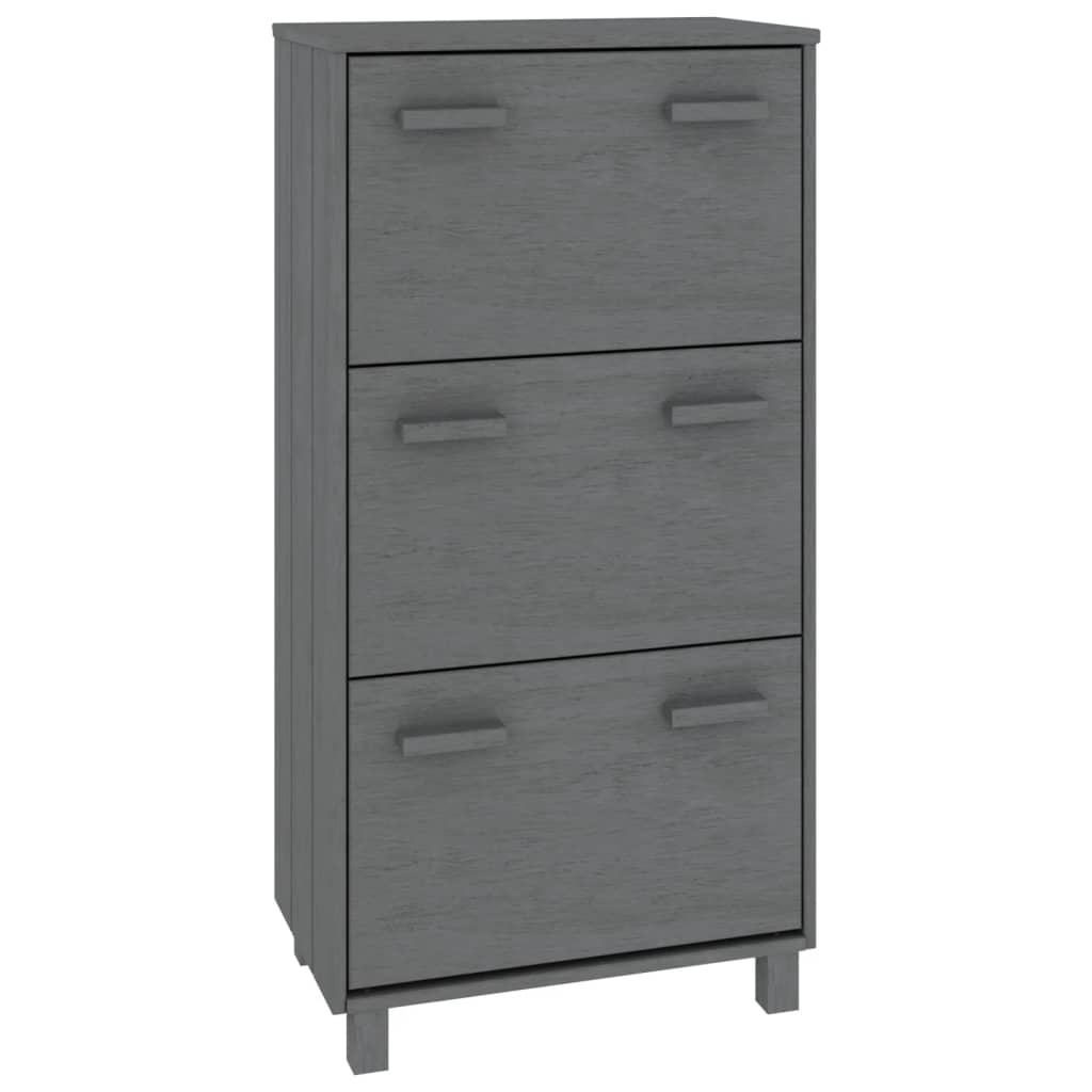 Shoe Cabinet HAMAR Dark Grey 59.5x35x117 cm Solid Wood Pine