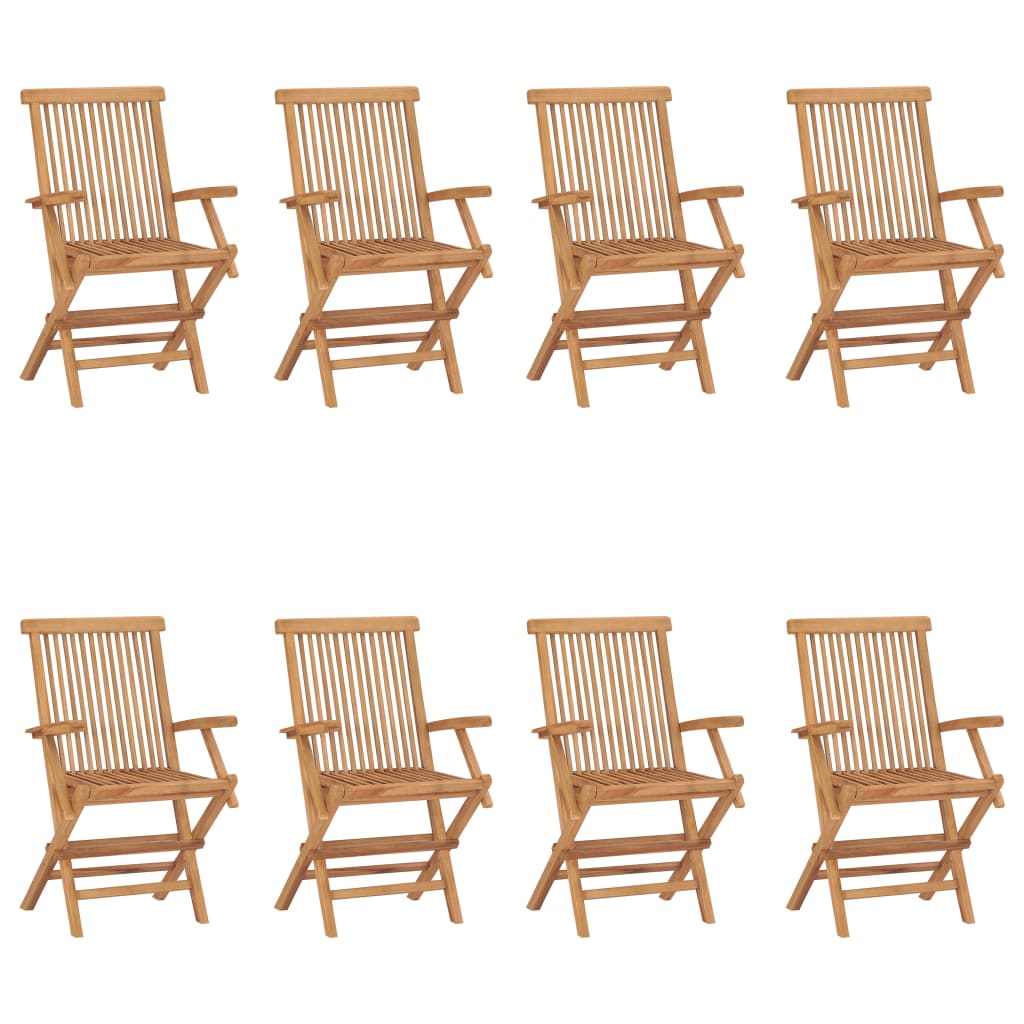 Folding Chairs 8 pcs Solid Teak Wood