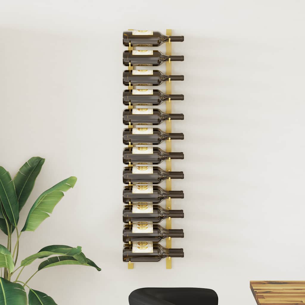 Wall Mounted Wine Rack for 24 Bottles Gold Iron