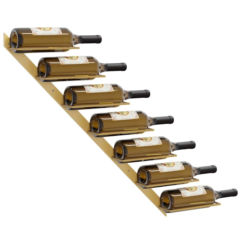 Wall-mounted Wine Rack for 7 Bottles Gold Metal