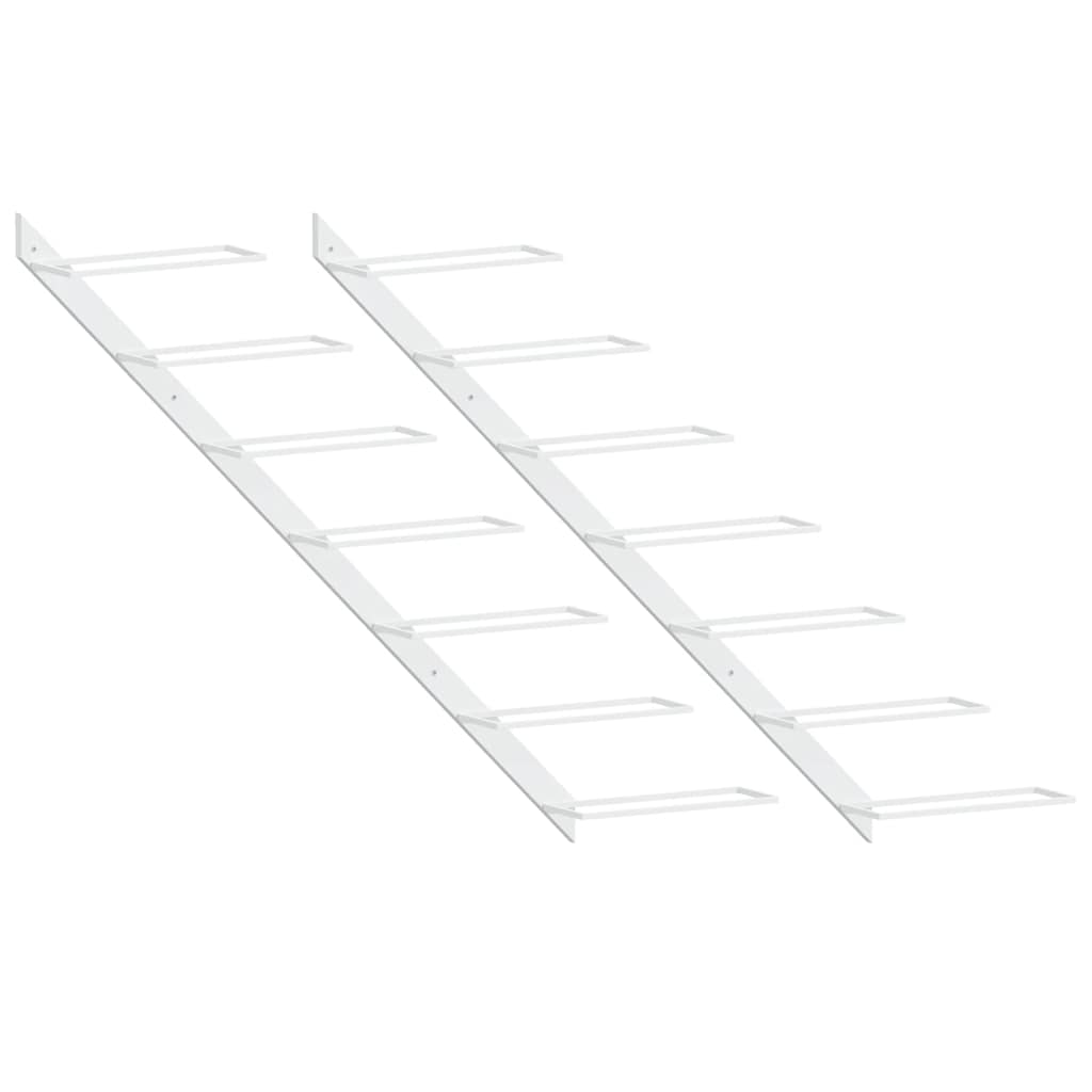 Wall-mounted Wine Rack for 7 Bottles 2 pcs White Metal