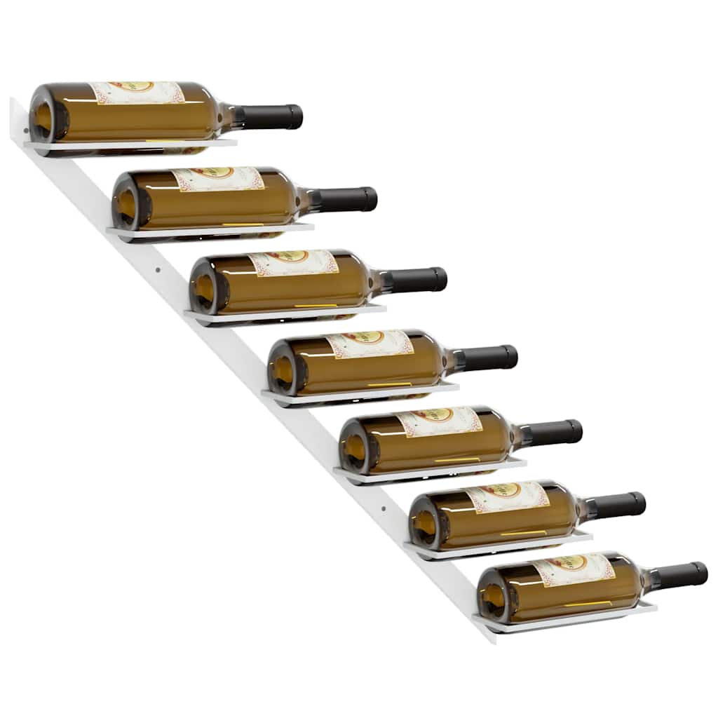 Wall-mounted Wine Rack for 7 Bottles 2 pcs White Metal
