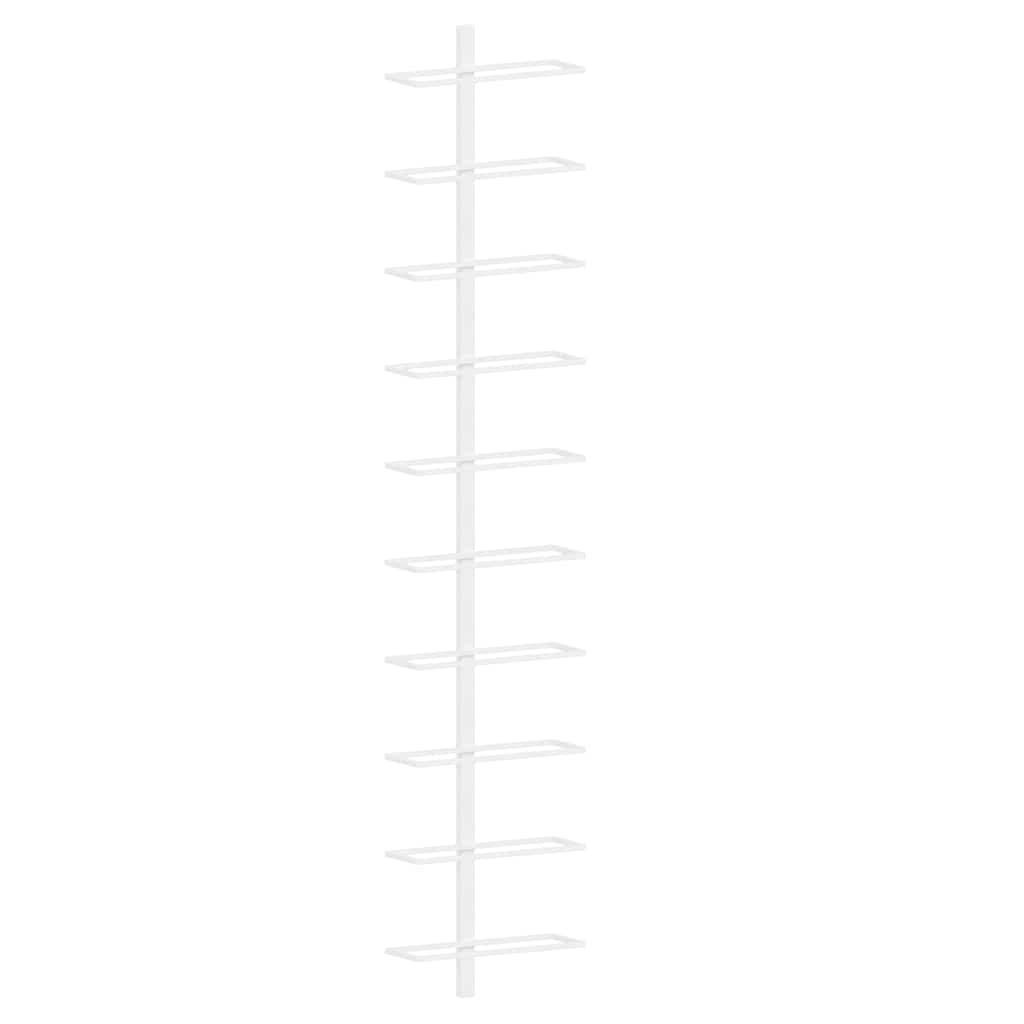 Wall-mounted Wine Rack for 10 Bottles White Metal