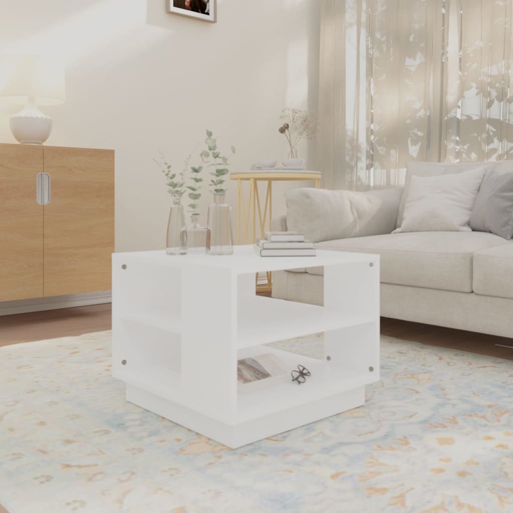810289 vidaXL Coffee Table White 55x55x43 cm Engineered Wood