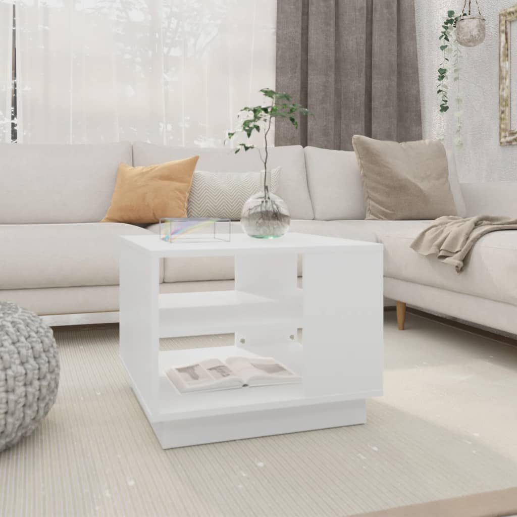 810289 vidaXL Coffee Table White 55x55x43 cm Engineered Wood