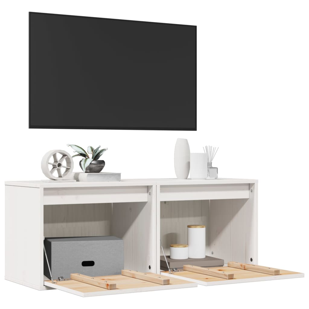 Wall Cabinets 2 pcs White 45x30x35 cm Solid Pinewood