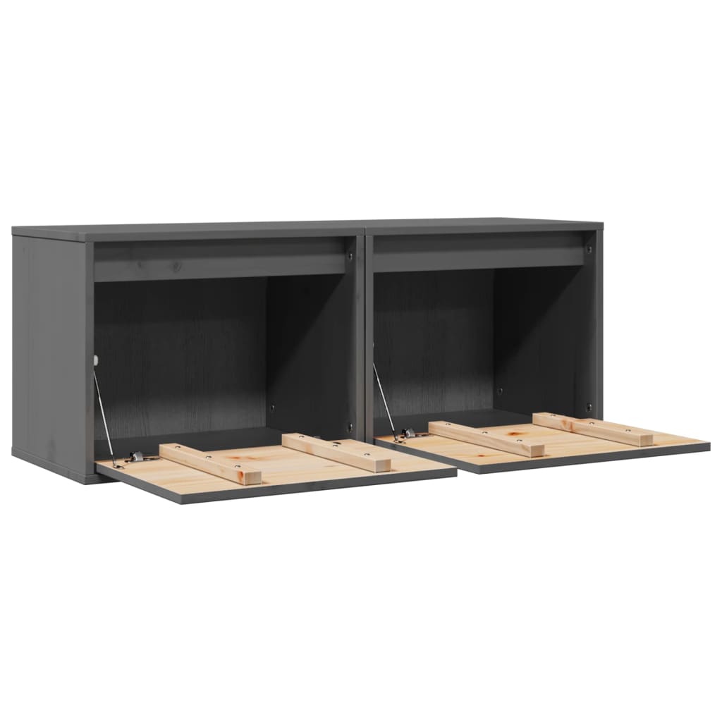 Wall Cabinets 2 pcs Grey 45x30x35 cm Solid Pinewood