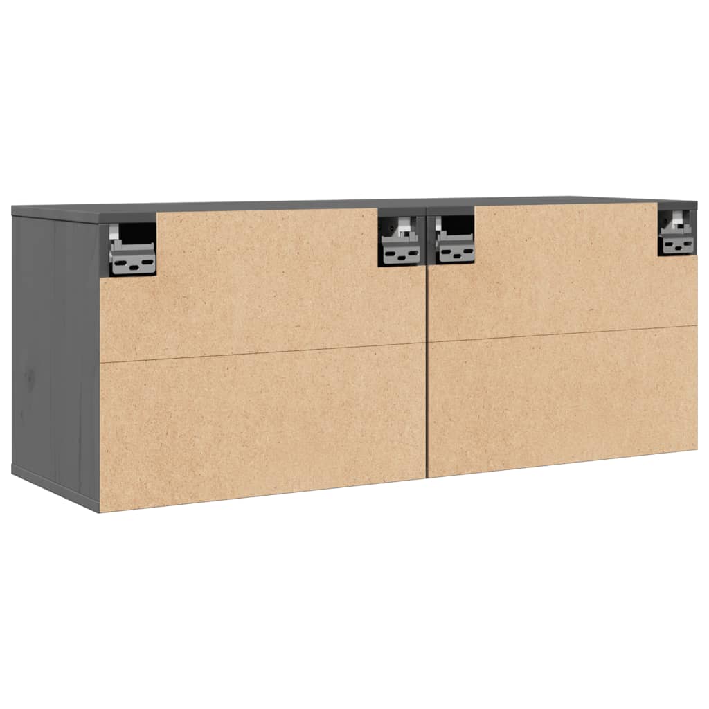 Wall Cabinets 2 pcs Grey 45x30x35 cm Solid Pinewood