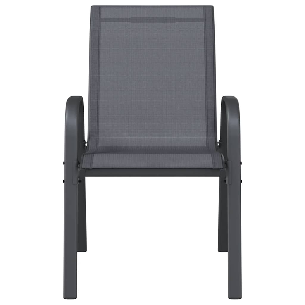 Stackable Garden Chairs 2 pcs Grey Textilene Fabric