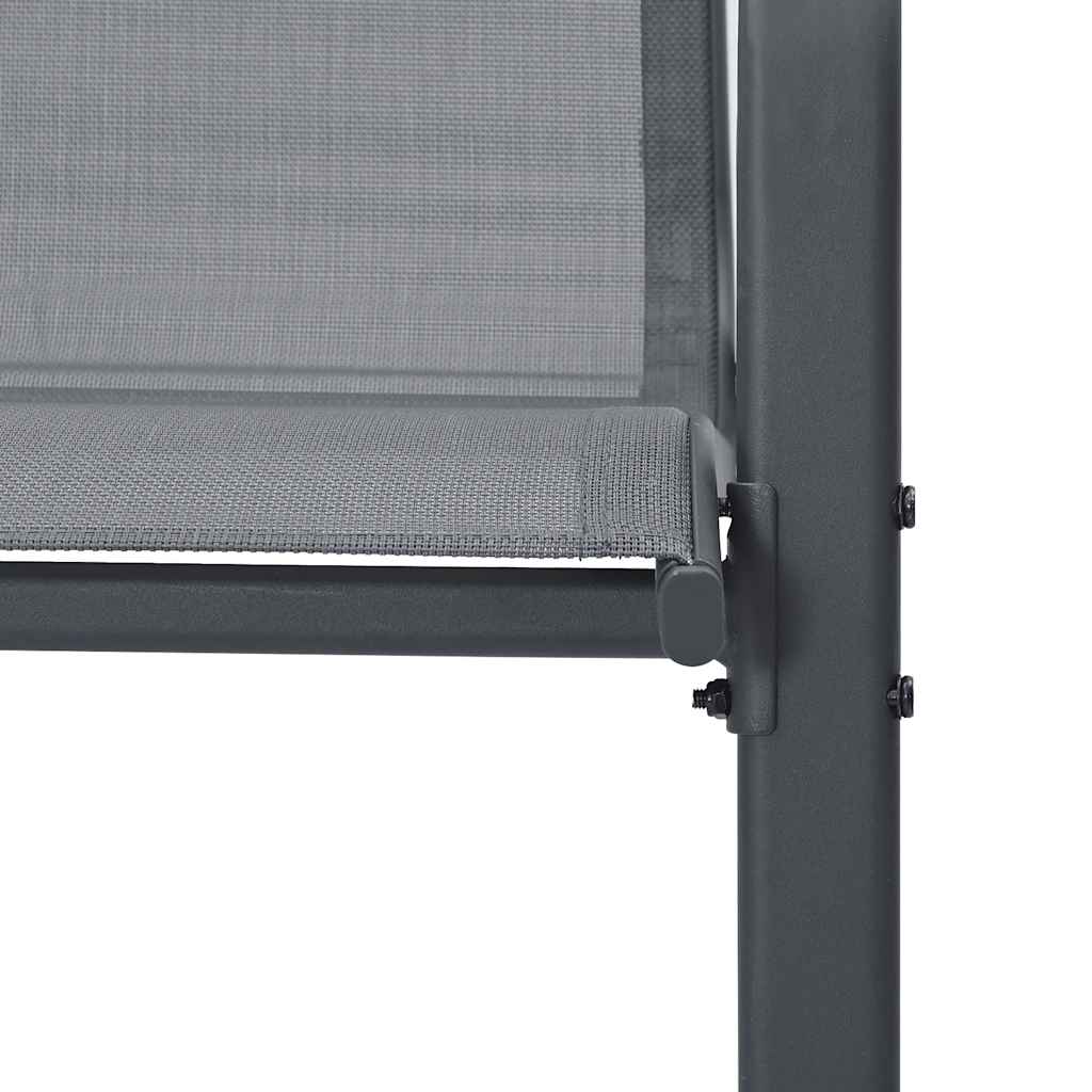 Stackable Garden Chairs 2 pcs Grey Textilene Fabric