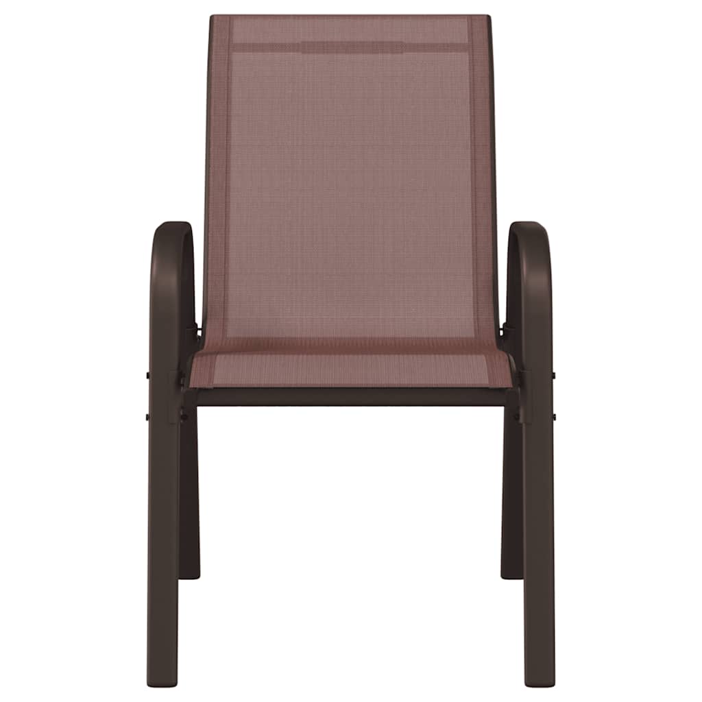 Stackable Garden Chairs 4 pcs Brown Textilene Fabric