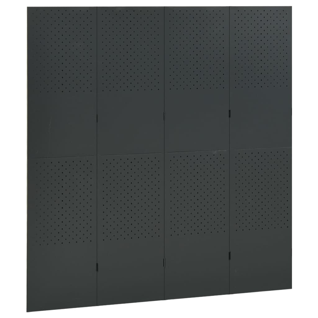 4-Panel Room Dividers 2 pcs Anthracite 160x180 cm Steel