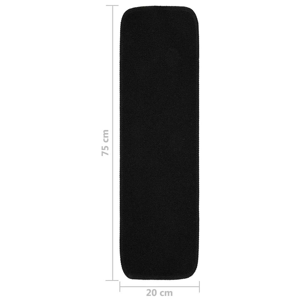 Anti Slip Stair Mats 15 pcs 75x20 cm Black Rectangular