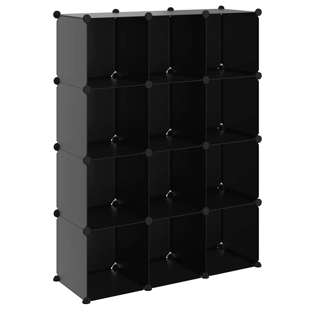 Storage Cube Organiser with 12 Cubes Black PP