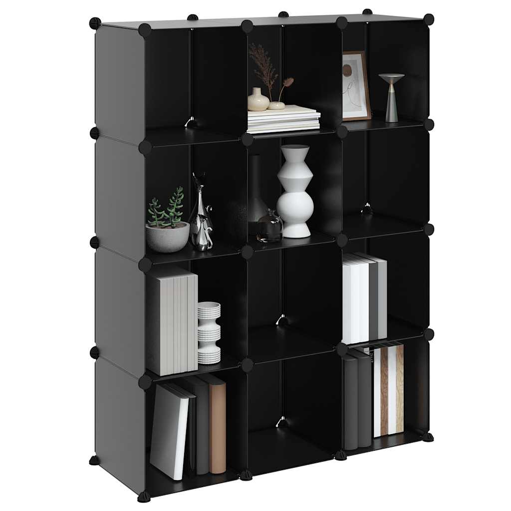Storage Cube Organiser with 12 Cubes Black PP
