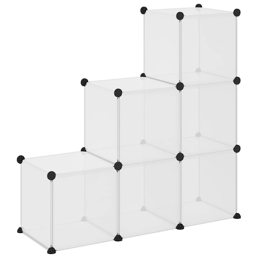 Storage Cube Organiser with 6 Cubes Transparent PP
