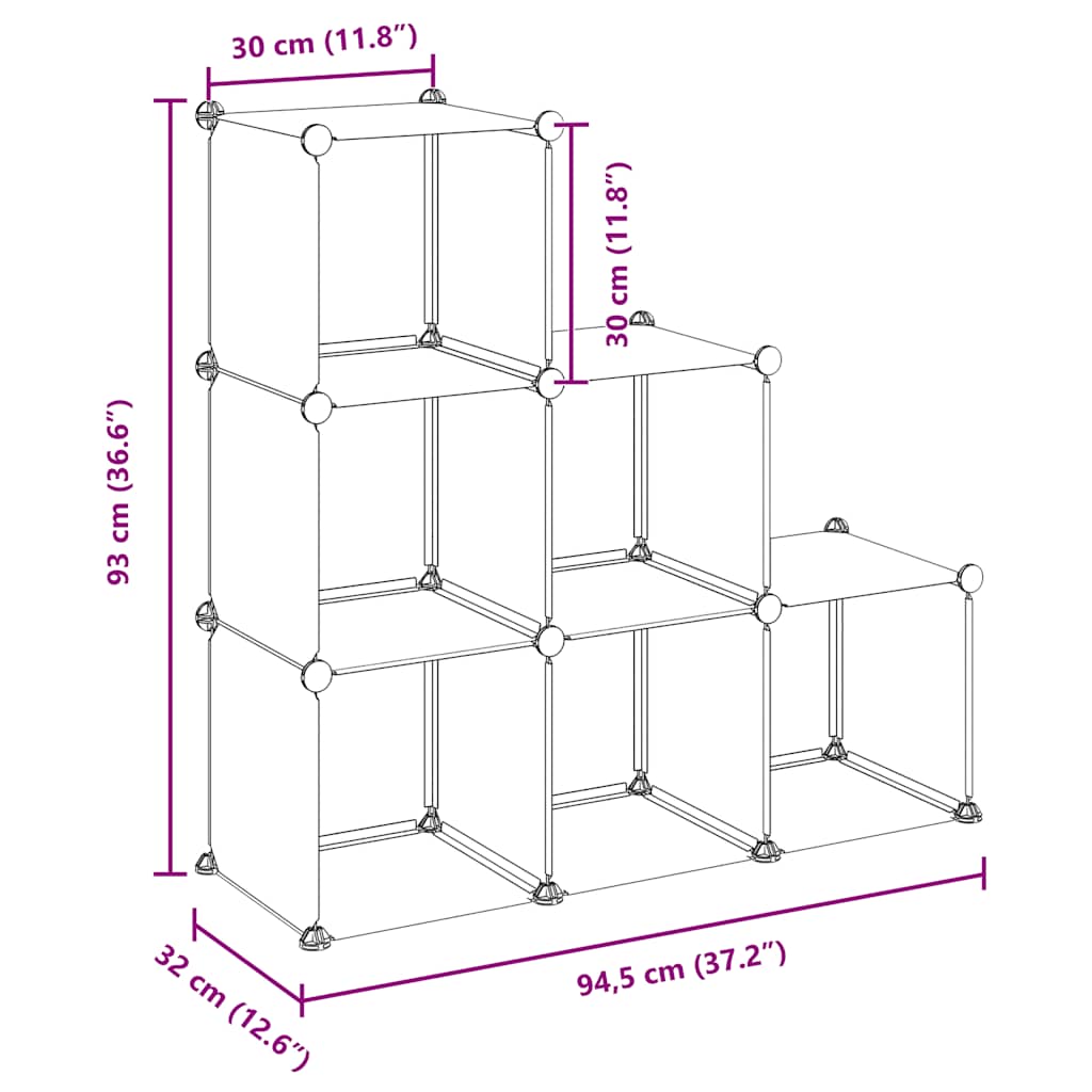 Storage Cube Organiser with 6 Cubes Transparent PP