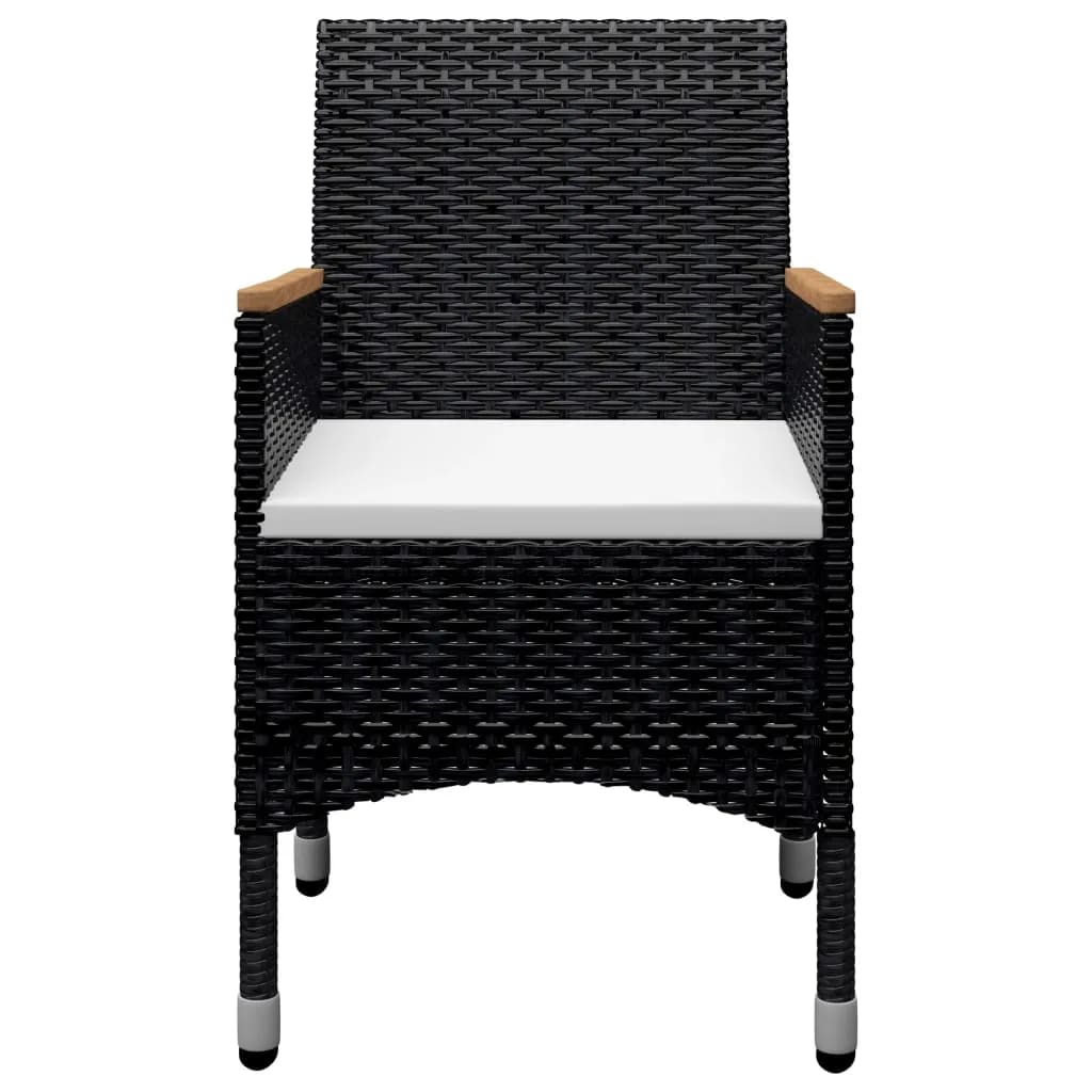 9 Piece Garden Dining Set Poly Rattan and Tempered Glass Black