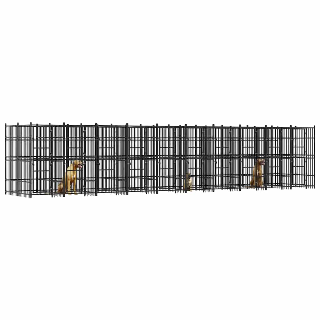 Outdoor Dog Kennel Steel 18.43 m²