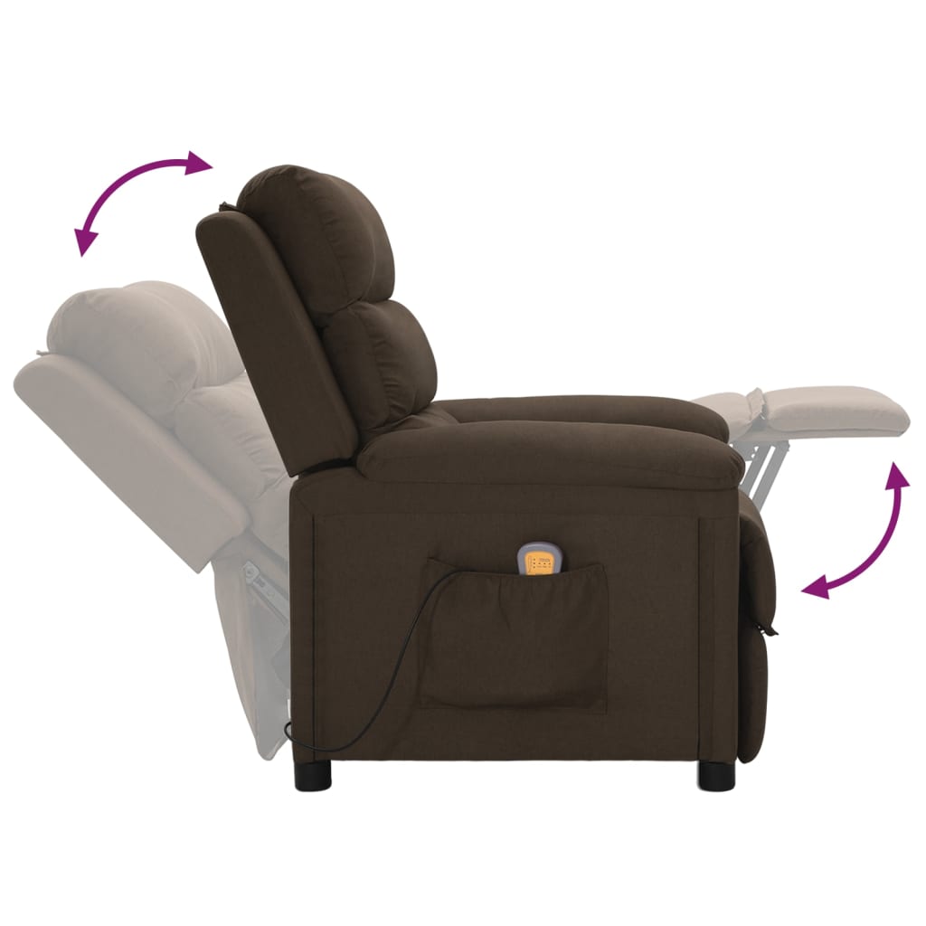 Massage Chair Dark Brown Fabric