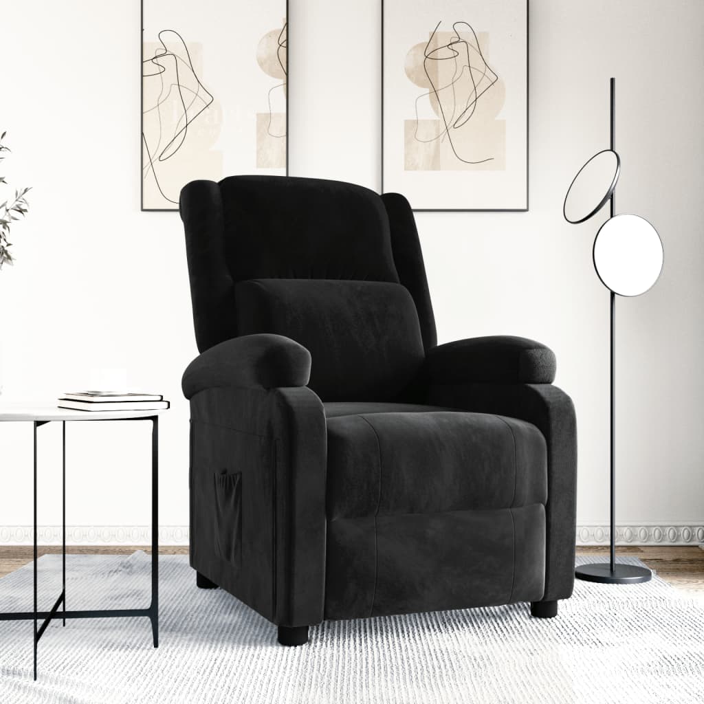 Recliner Chair Black Velvet