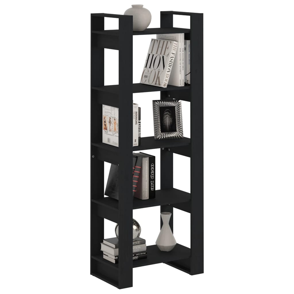Book Cabinet | Black | Solid pine wood | Medium | Book Cabinet
