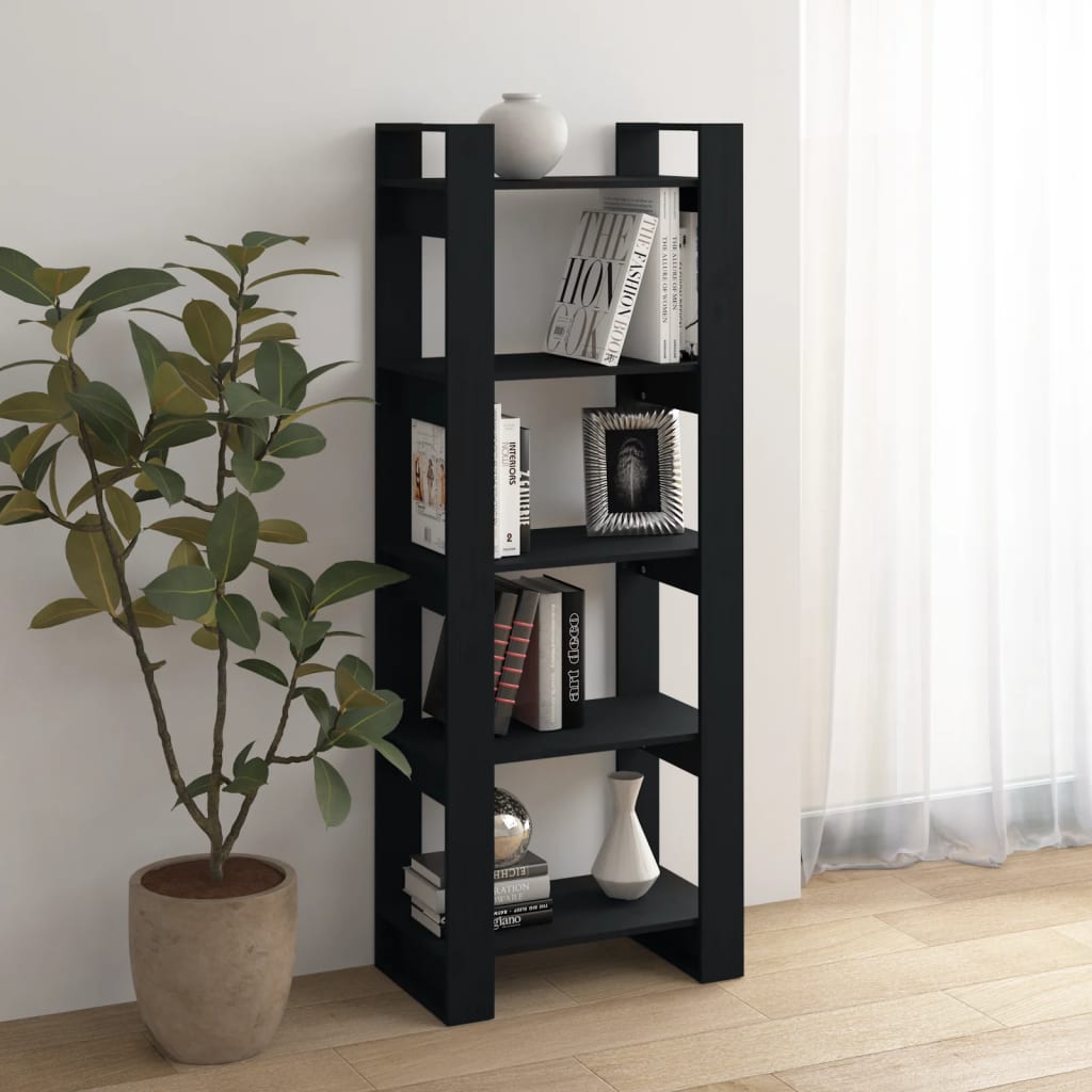 Book Cabinet | Black | Solid pine wood | Medium | Book Cabinet