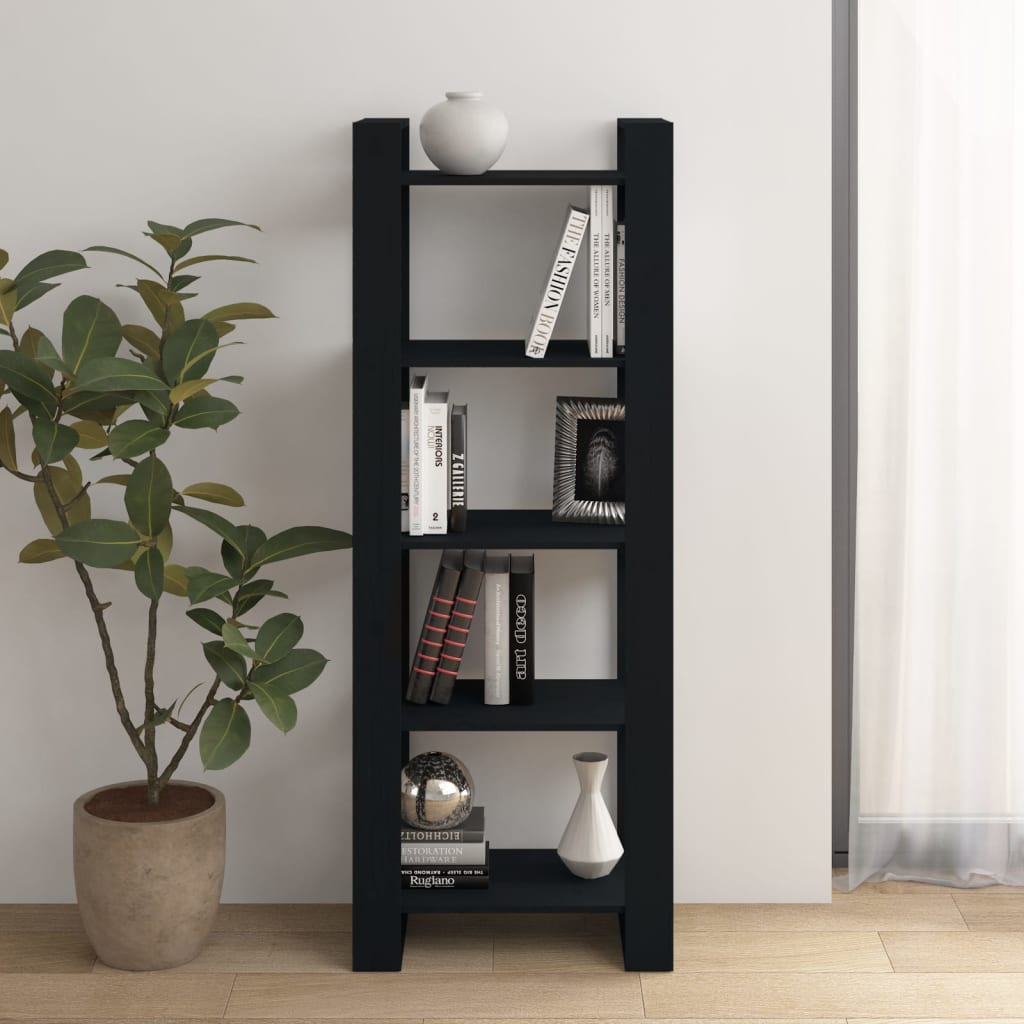 Book Cabinet | Black | Solid pine wood | Medium | Book Cabinet