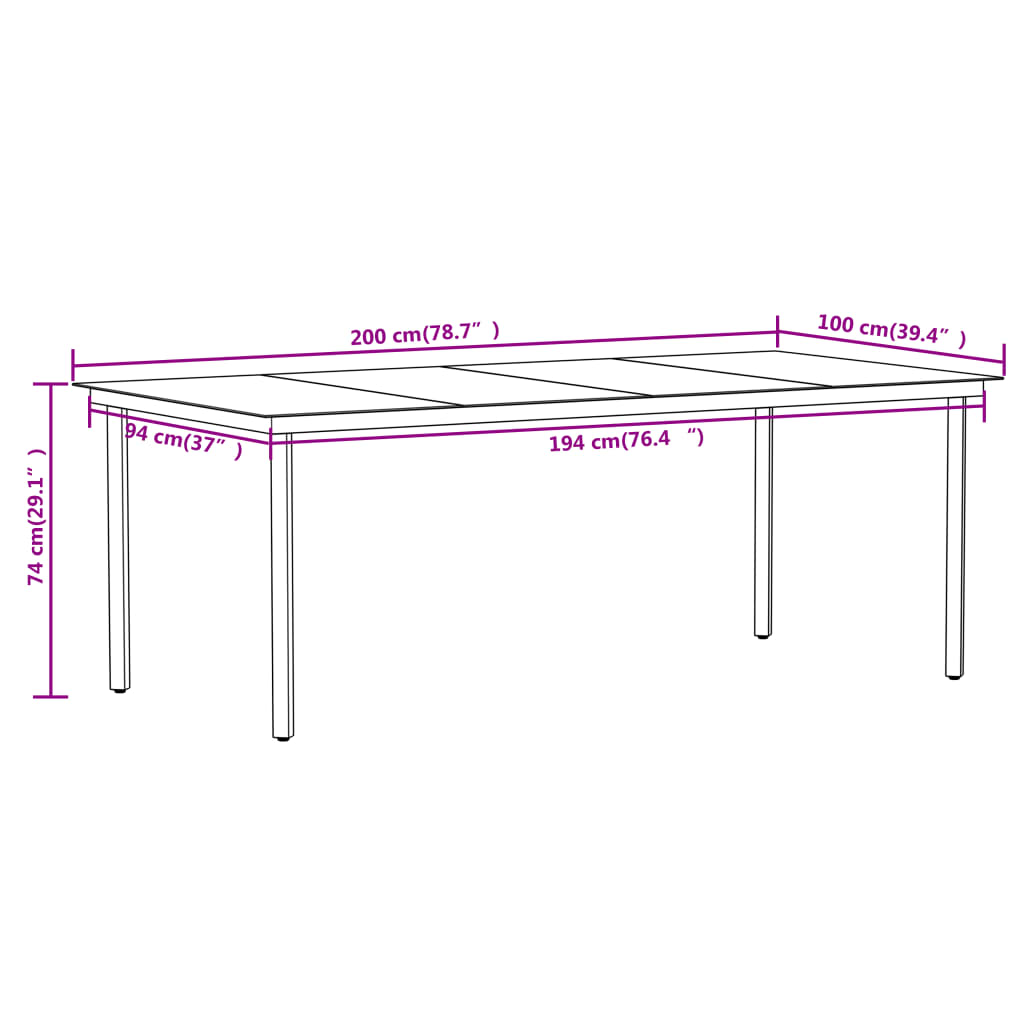 7 Piece Garden Dining Set Black