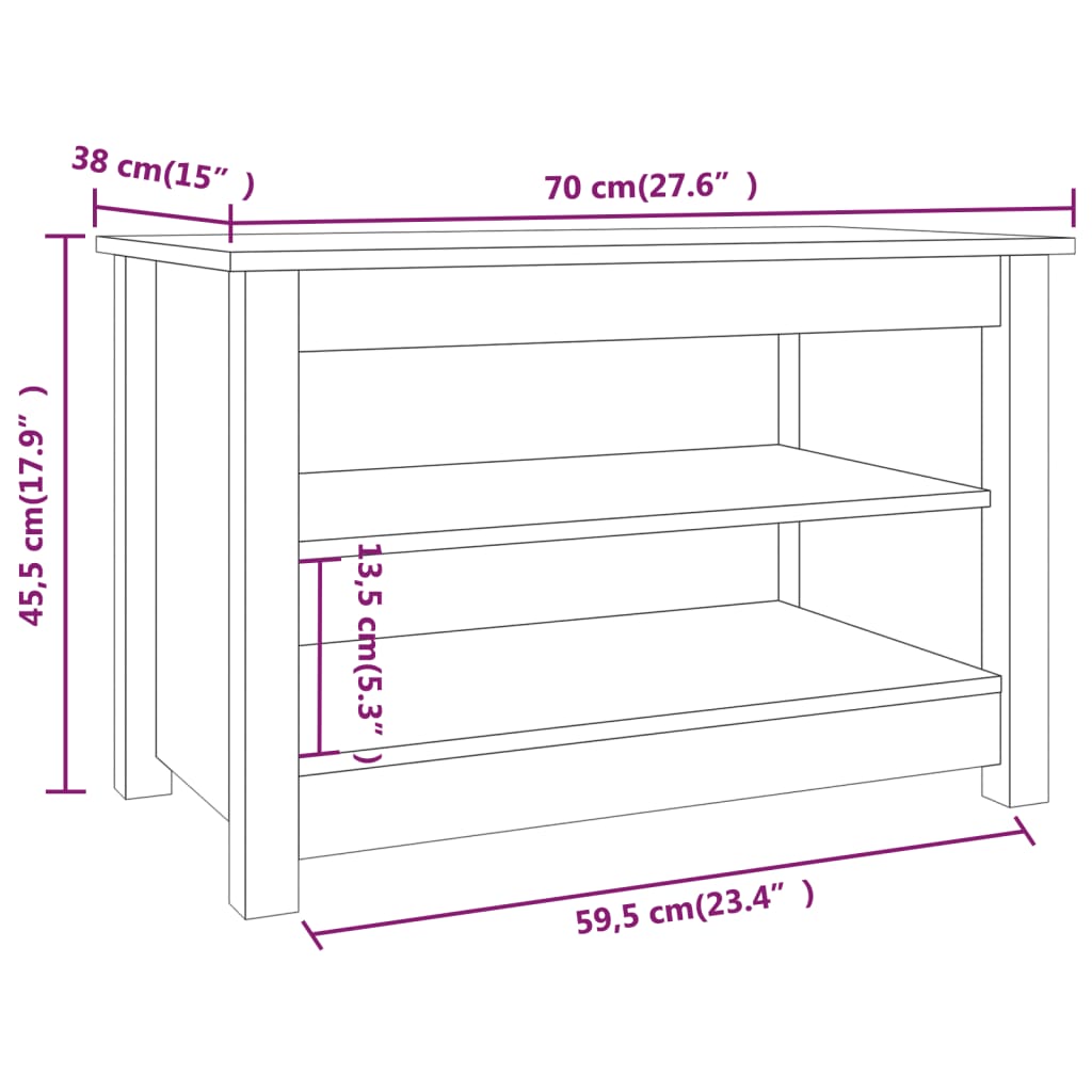 Shoe Bench Honey Brown 70x38x45,5 cm Solid Wood Pine