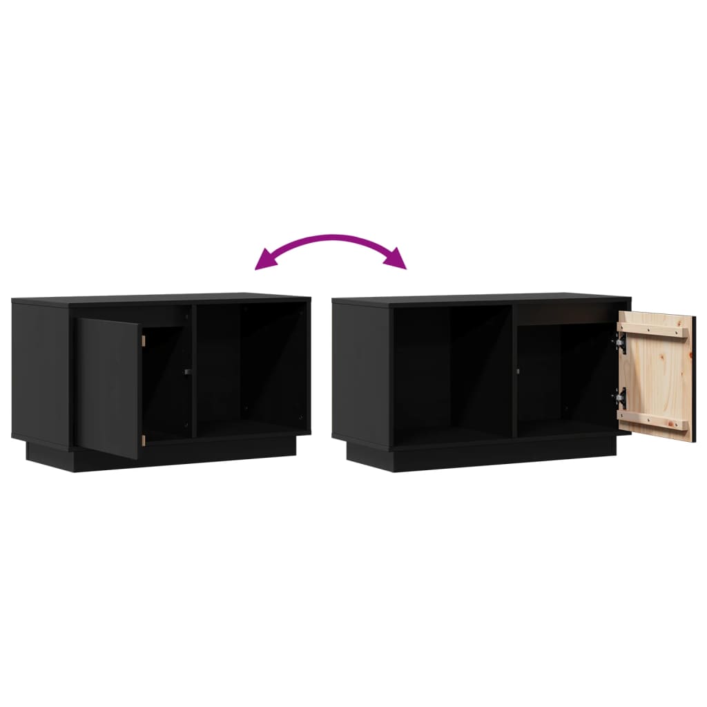 TV Cabinet | Black | Solid pine wood | Medium | TV Cabinet | Rectangular