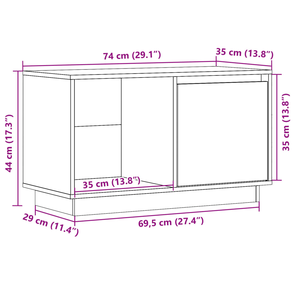 TV Cabinet | Black | Solid pine wood | Medium | TV Cabinet | Rectangular