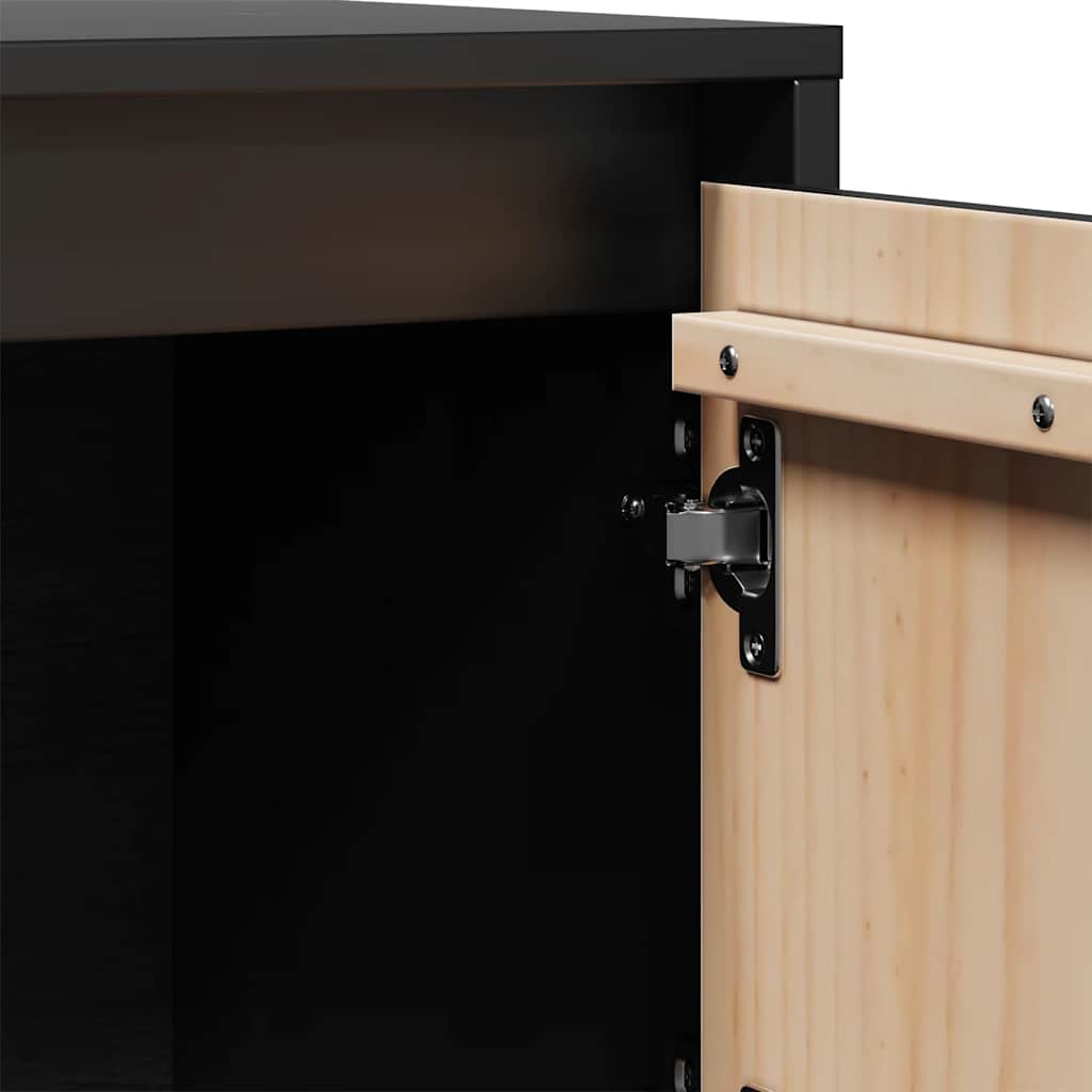 Highboard Black 74x35x117 cm Solid Wood Pine