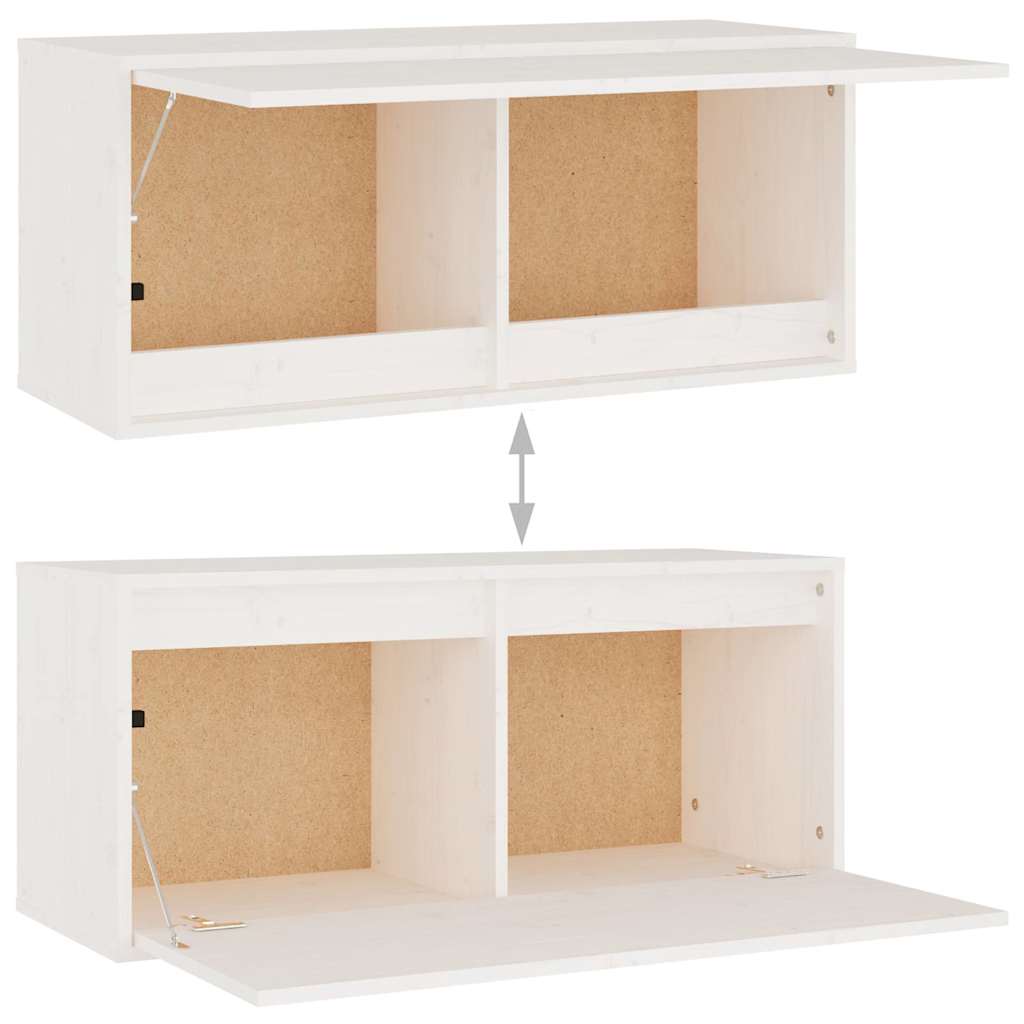 4 Piece TV Cabinet Set White Solid Wood Pine
