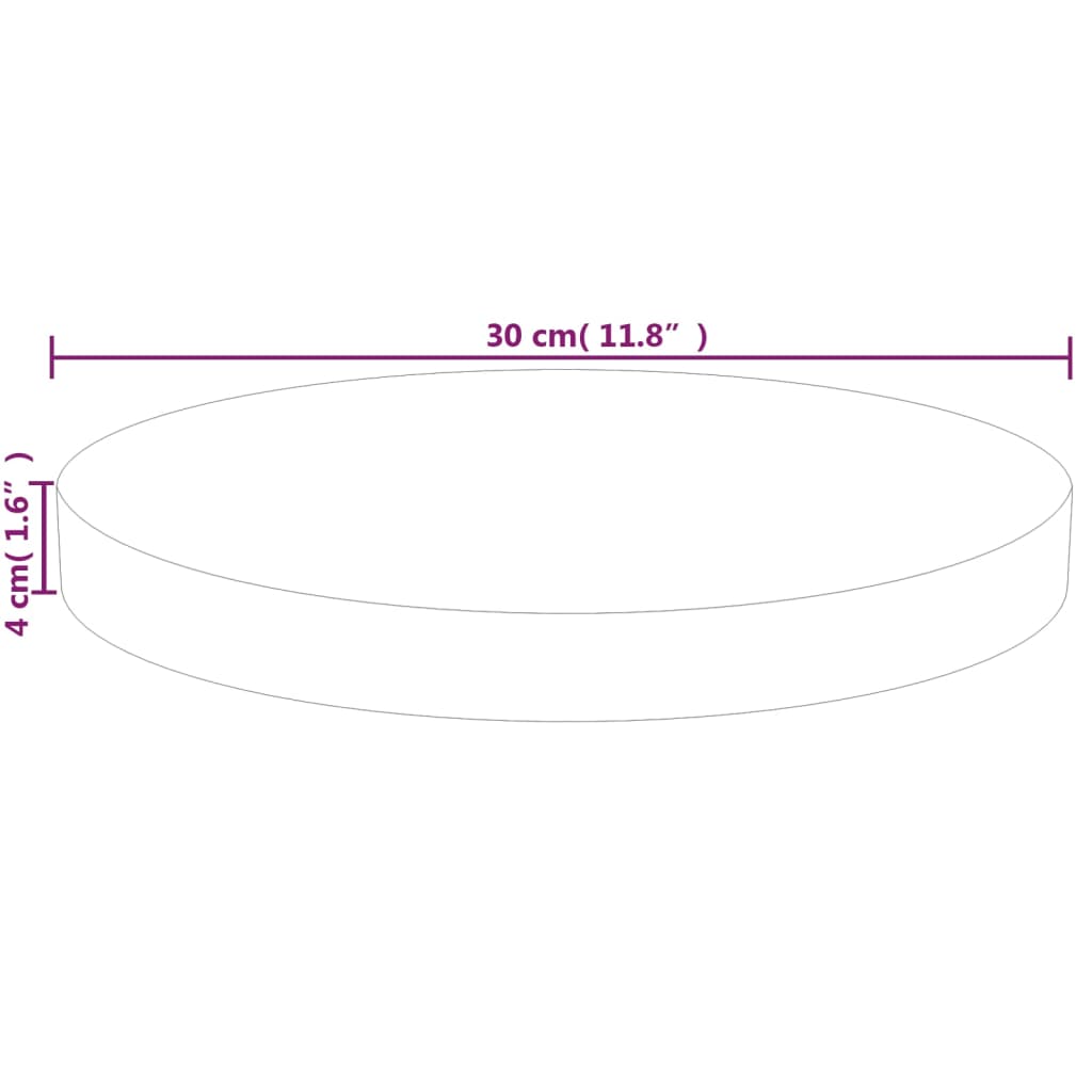 Round Table Top Ø30x4 cm Untreated Solid Wood Oak