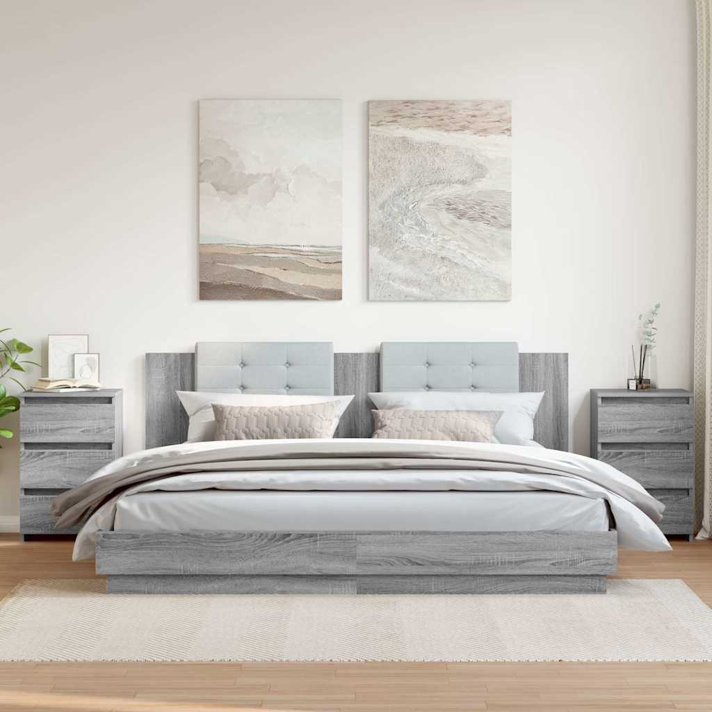 815174 vidaXL Bed Cabinets 2 pcs Grey Sonoma 40x35x62,5 cm Engineered Wood