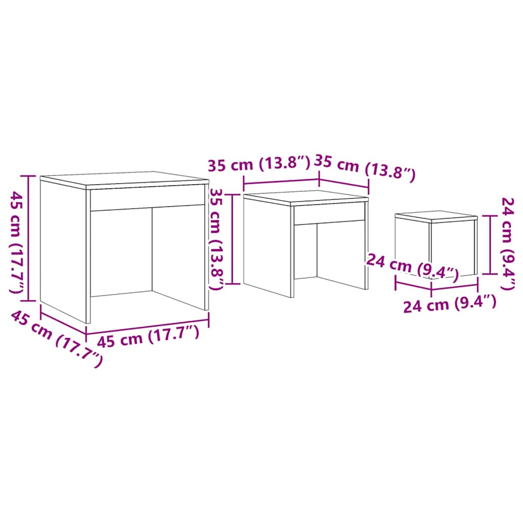 Nesting Tables 3 pcs Grey Sonoma Engineered Wood