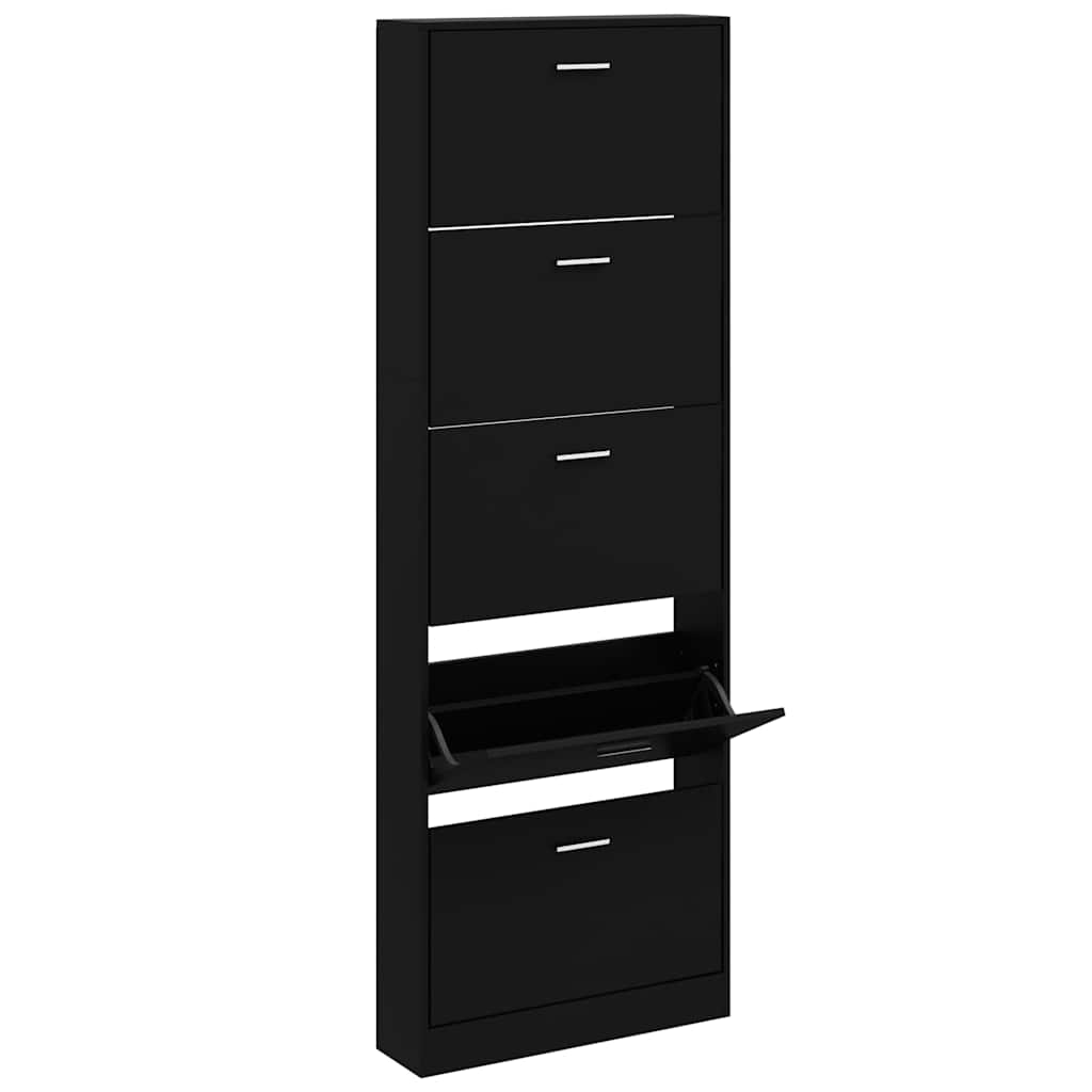 Shoe Cabinet Black 59x17x169 cm Engineered Wood
