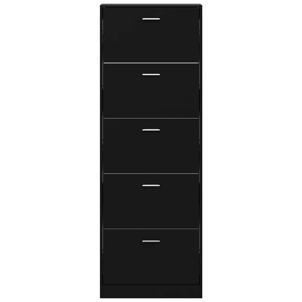 Shoe Cabinet Black 59x17x169 cm Engineered Wood