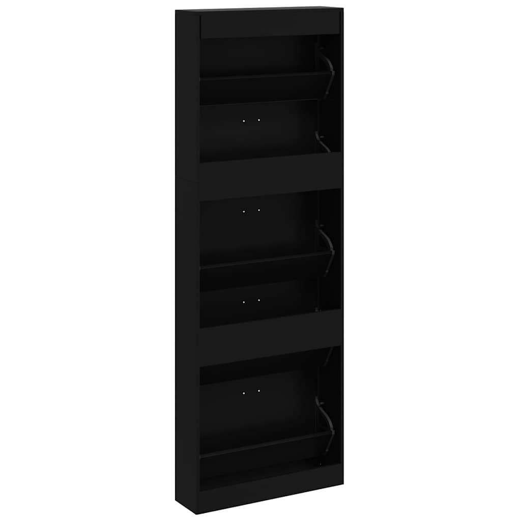 Shoe Cabinet Black 59x17x169 cm Engineered Wood