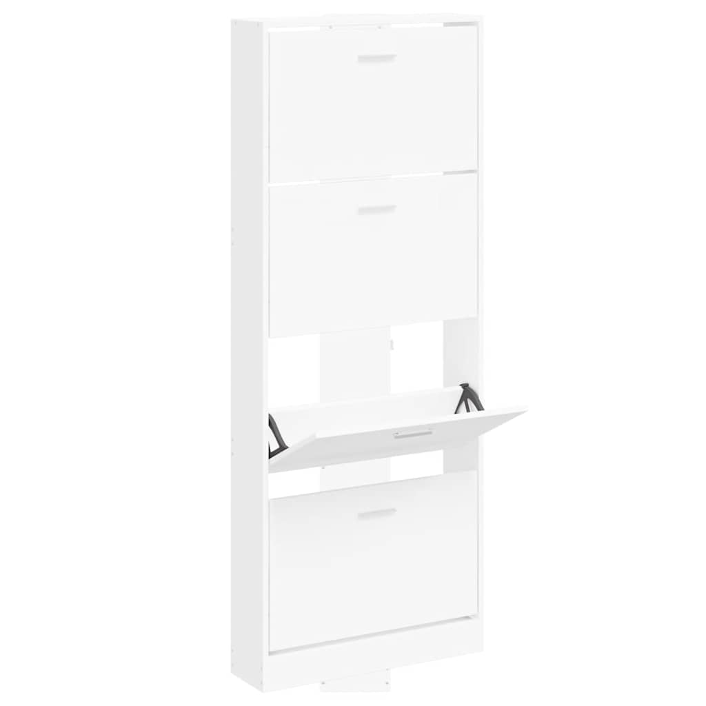 Shoe Cabinet White 59x17x150 cm Engineered Wood