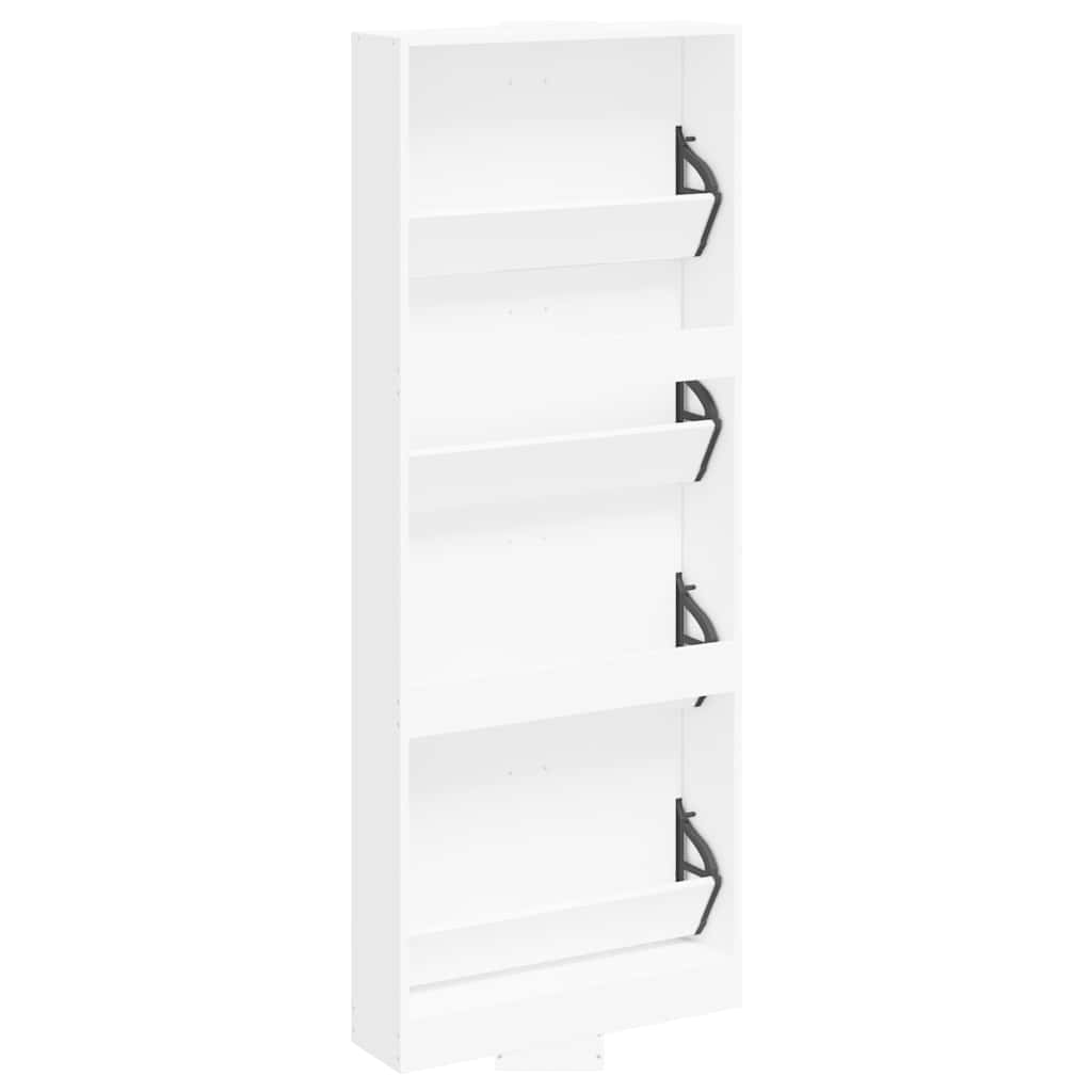 Shoe Cabinet White 59x17x150 cm Engineered Wood
