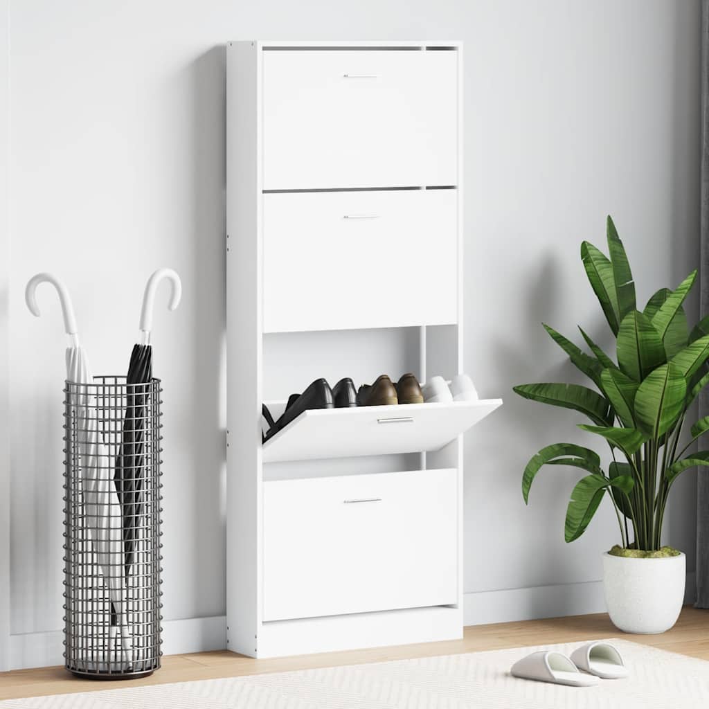 Shoe Cabinet White 59x17x150 cm Engineered Wood