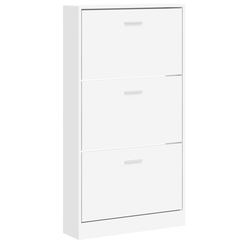 Shoe Cabinet White 59x17x108 cm Engineered Wood