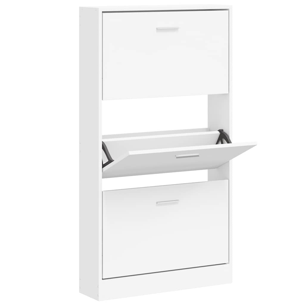 Shoe Cabinet White 59x17x108 cm Engineered Wood